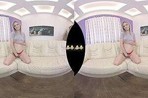 vr blonde piss play dildo fucking closeup