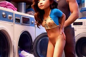 milf bends over laundry room for intense anal pounding session